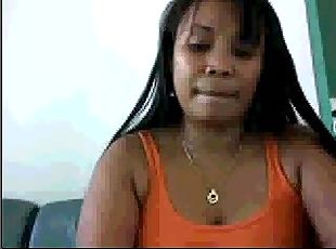 filipina girl at work shows on cam
