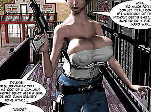 3D Comic:menacing Six Gun Sisters.fearsome Movie Scene 5